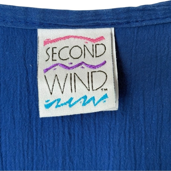 Vtg 90s Button Front Belted Jumpsuit Sz 16 18 Royal Blue Capri Crop Short Sleeve - Picture 7 of 9